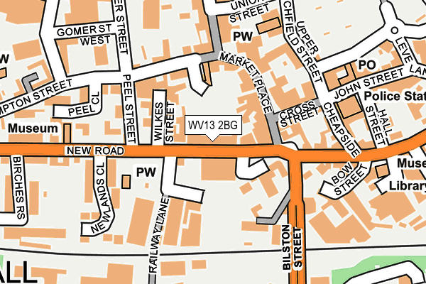 WV13 2BG map - OS OpenMap – Local (Ordnance Survey)