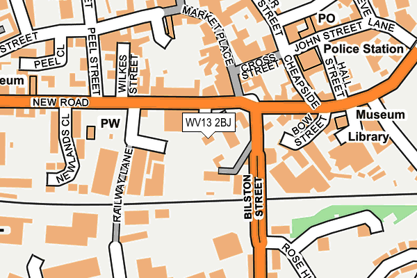 WV13 2BJ map - OS OpenMap – Local (Ordnance Survey)
