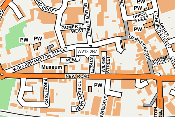 WV13 2BZ map - OS OpenMap – Local (Ordnance Survey)