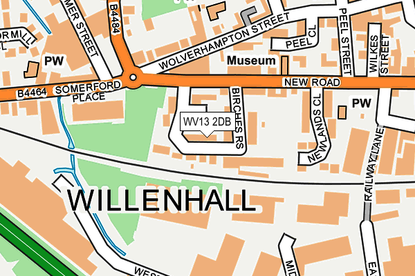 WV13 2DB map - OS OpenMap – Local (Ordnance Survey)