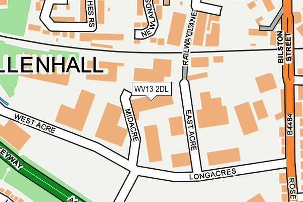 WV13 2DL map - OS OpenMap – Local (Ordnance Survey)