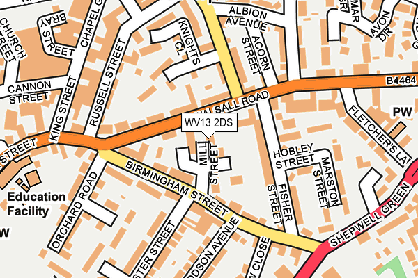 WV13 2DS map - OS OpenMap – Local (Ordnance Survey)