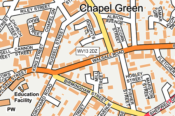 WV13 2DZ map - OS OpenMap – Local (Ordnance Survey)
