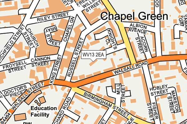 WV13 2EA map - OS OpenMap – Local (Ordnance Survey)