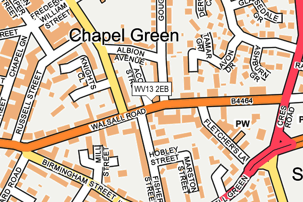 WV13 2EB map - OS OpenMap – Local (Ordnance Survey)