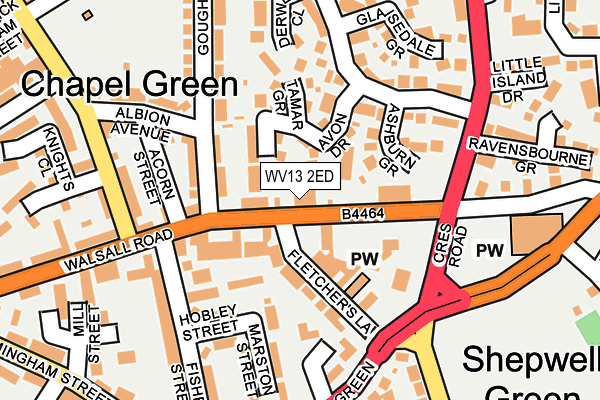 WV13 2ED map - OS OpenMap – Local (Ordnance Survey)