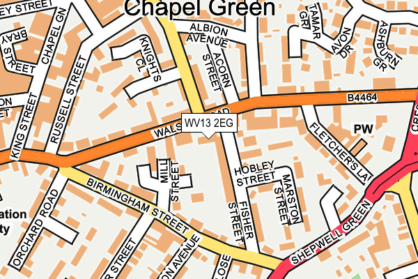 WV13 2EG map - OS OpenMap – Local (Ordnance Survey)