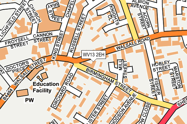 WV13 2EH map - OS OpenMap – Local (Ordnance Survey)