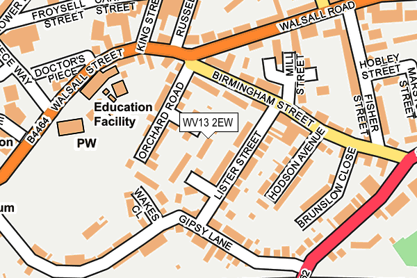 WV13 2EW map - OS OpenMap – Local (Ordnance Survey)