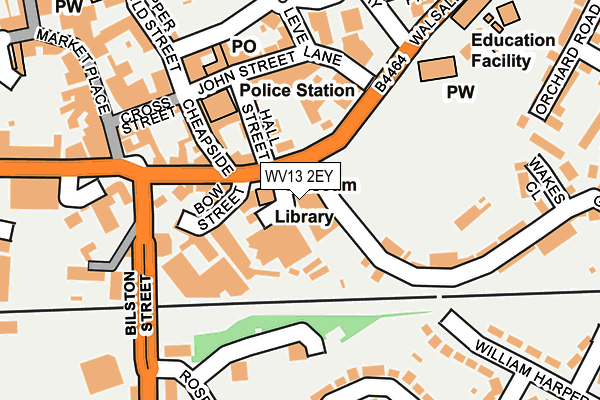 WV13 2EY map - OS OpenMap – Local (Ordnance Survey)