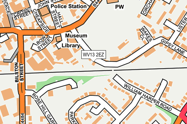 WV13 2EZ map - OS OpenMap – Local (Ordnance Survey)