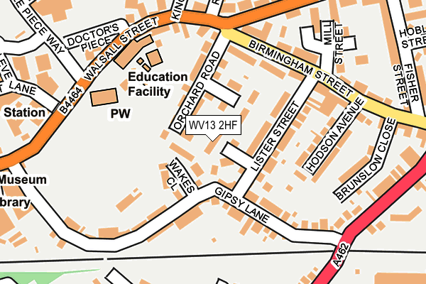 WV13 2HF map - OS OpenMap – Local (Ordnance Survey)