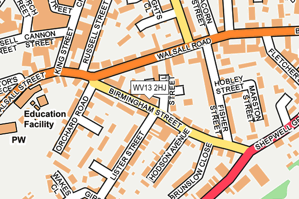 WV13 2HJ map - OS OpenMap – Local (Ordnance Survey)