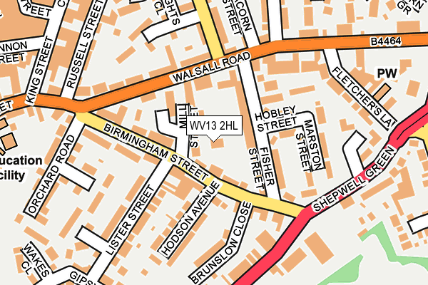 WV13 2HL map - OS OpenMap – Local (Ordnance Survey)