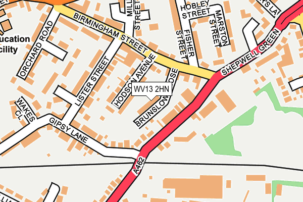 WV13 2HN map - OS OpenMap – Local (Ordnance Survey)
