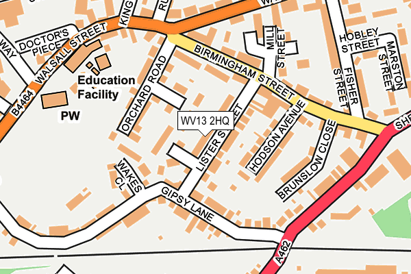 WV13 2HQ map - OS OpenMap – Local (Ordnance Survey)