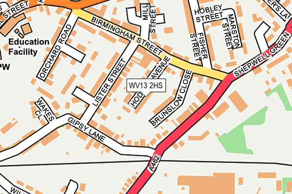 WV13 2HS map - OS OpenMap – Local (Ordnance Survey)