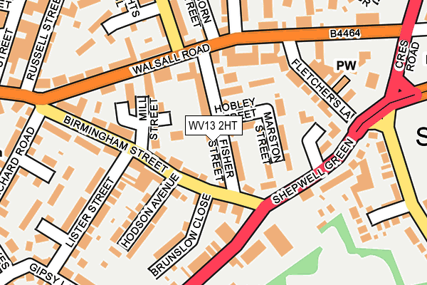 WV13 2HT map - OS OpenMap – Local (Ordnance Survey)