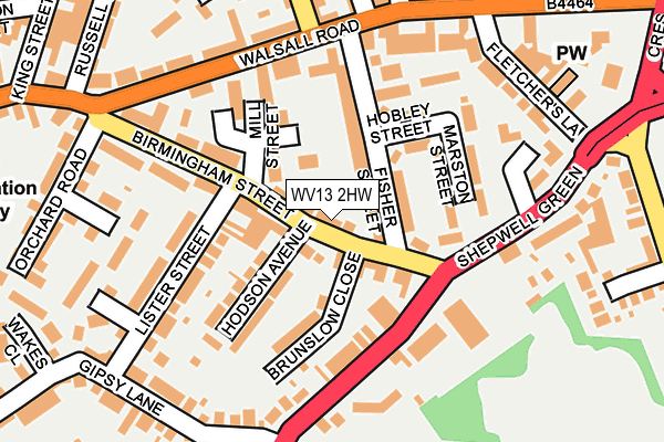 WV13 2HW map - OS OpenMap – Local (Ordnance Survey)
