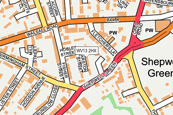 WV13 2HX map - OS OpenMap – Local (Ordnance Survey)
