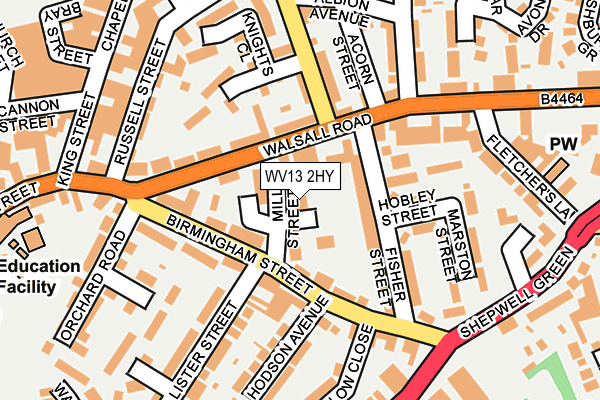 WV13 2HY map - OS OpenMap – Local (Ordnance Survey)