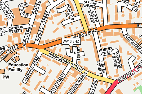 WV13 2HZ map - OS OpenMap – Local (Ordnance Survey)