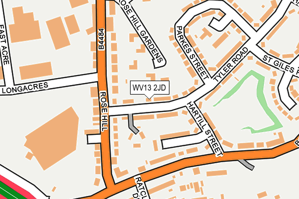 WV13 2JD map - OS OpenMap – Local (Ordnance Survey)