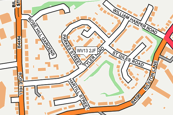 WV13 2JF map - OS OpenMap – Local (Ordnance Survey)