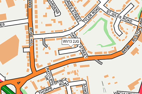 WV13 2JG map - OS OpenMap – Local (Ordnance Survey)