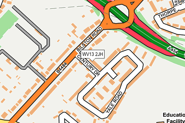 WV13 2JH map - OS OpenMap – Local (Ordnance Survey)