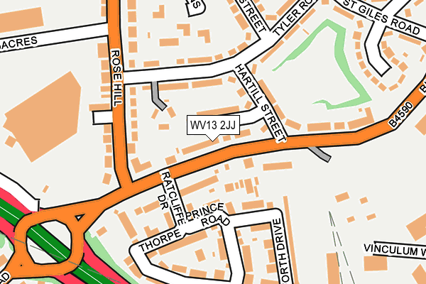 WV13 2JJ map - OS OpenMap – Local (Ordnance Survey)