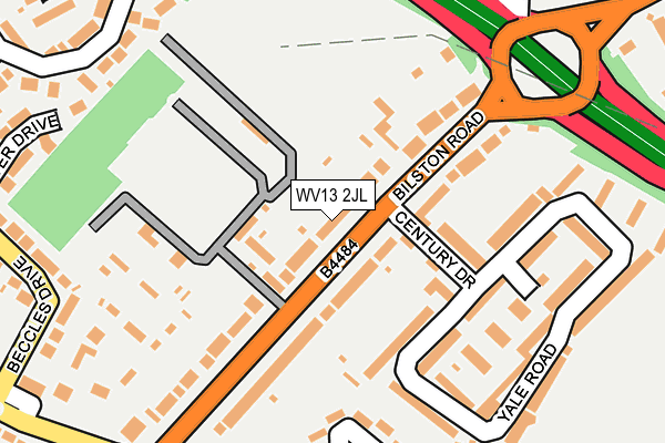 WV13 2JL map - OS OpenMap – Local (Ordnance Survey)