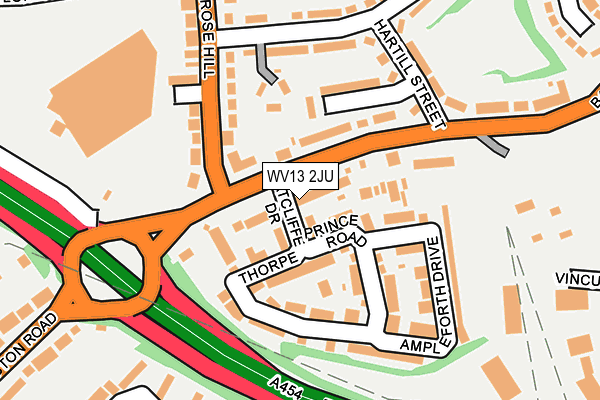 WV13 2JU map - OS OpenMap – Local (Ordnance Survey)