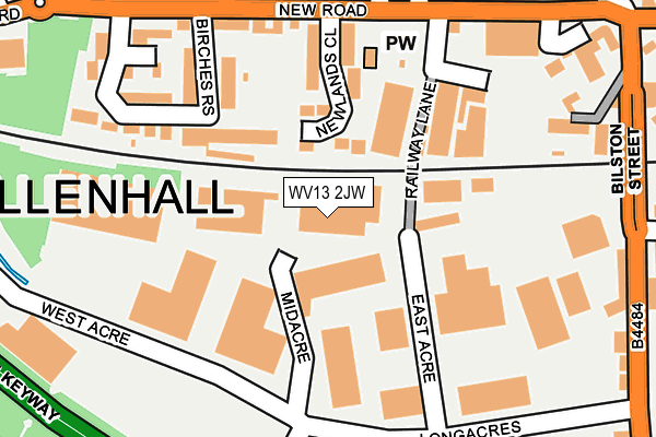 WV13 2JW map - OS OpenMap – Local (Ordnance Survey)