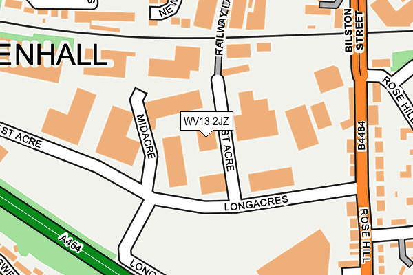 WV13 2JZ map - OS OpenMap – Local (Ordnance Survey)
