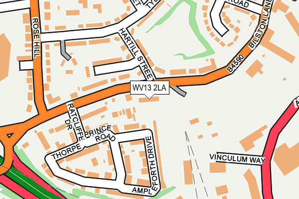 WV13 2LA map - OS OpenMap – Local (Ordnance Survey)