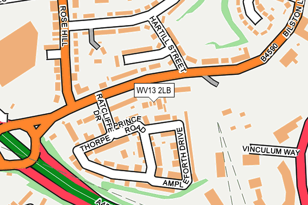 WV13 2LB map - OS OpenMap – Local (Ordnance Survey)