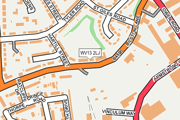 WV13 2LJ map - OS OpenMap – Local (Ordnance Survey)