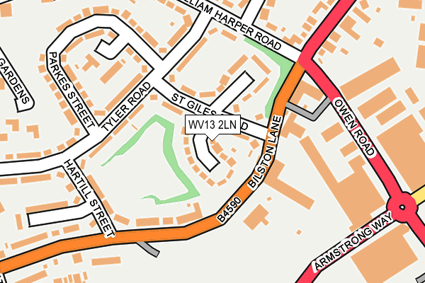 WV13 2LN map - OS OpenMap – Local (Ordnance Survey)