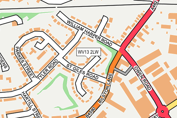 WV13 2LW map - OS OpenMap – Local (Ordnance Survey)