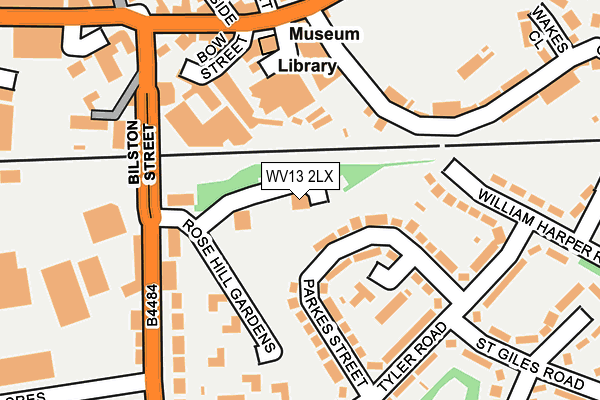 WV13 2LX map - OS OpenMap – Local (Ordnance Survey)