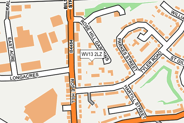 WV13 2LZ map - OS OpenMap – Local (Ordnance Survey)