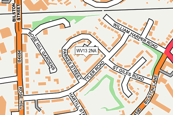 WV13 2NA map - OS OpenMap – Local (Ordnance Survey)