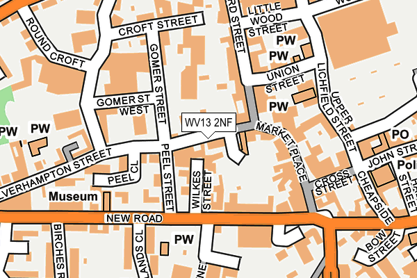 WV13 2NF map - OS OpenMap – Local (Ordnance Survey)