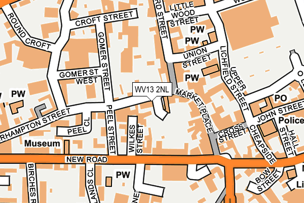 WV13 2NL map - OS OpenMap – Local (Ordnance Survey)