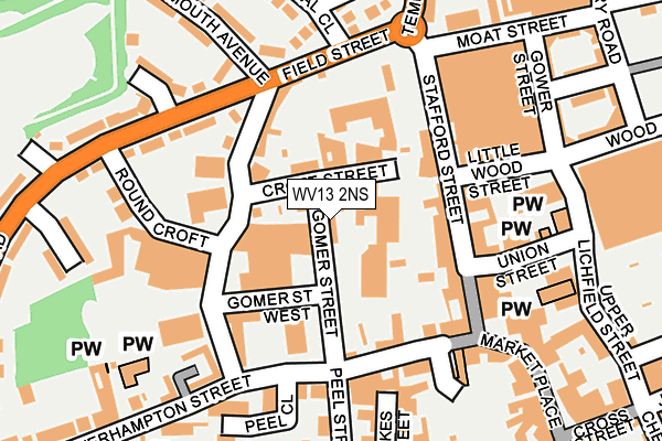 WV13 2NS map - OS OpenMap – Local (Ordnance Survey)