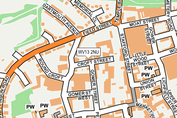 WV13 2NU map - OS OpenMap – Local (Ordnance Survey)