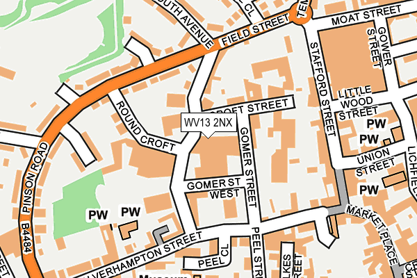WV13 2NX map - OS OpenMap – Local (Ordnance Survey)