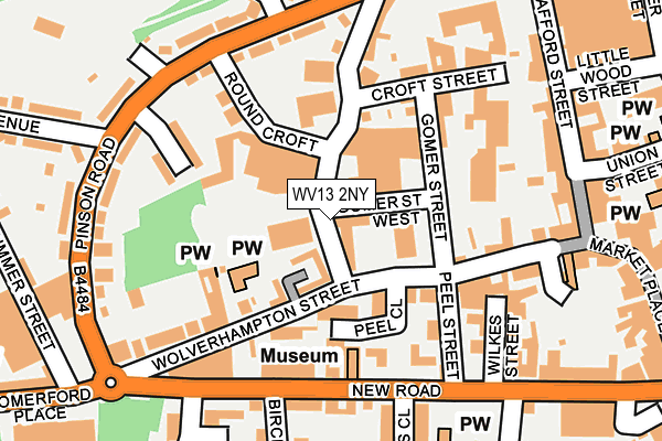 WV13 2NY map - OS OpenMap – Local (Ordnance Survey)