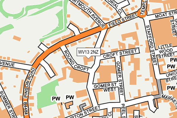 WV13 2NZ map - OS OpenMap – Local (Ordnance Survey)